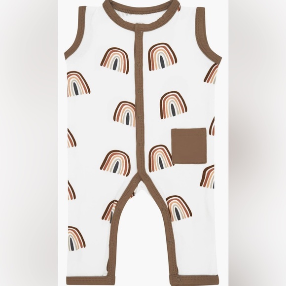 Kyte BABY Other - ☕️ 🌈 🪁 NWT • Kyte BABY sleeveless snap romper in coffee rainbow • 12-18m